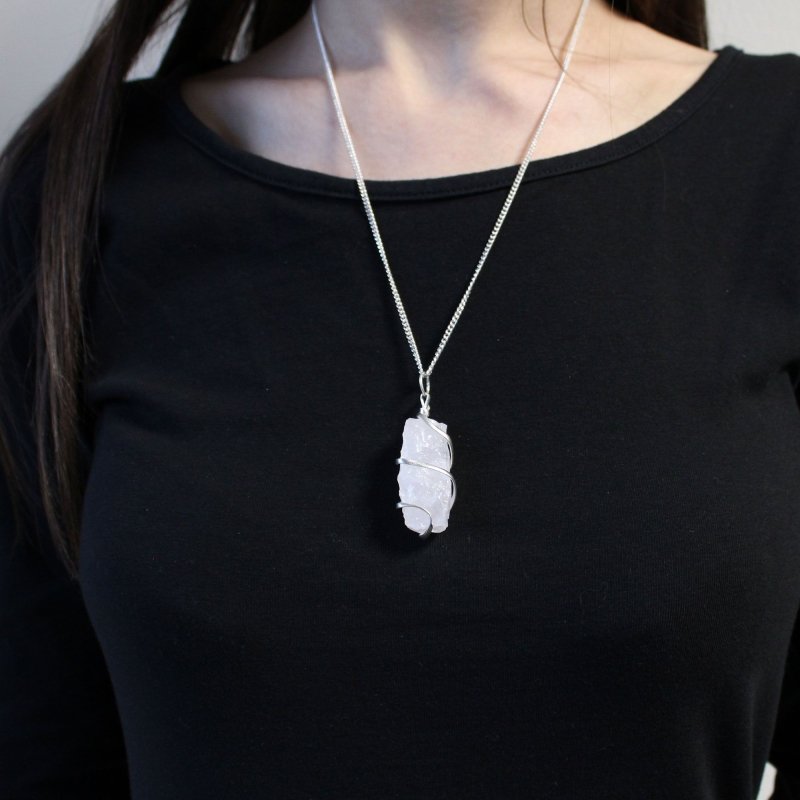 Cascade Wrapped Gemstone Necklace - Rough Opalite - Indian Gemstone Necklaces - British D'sire