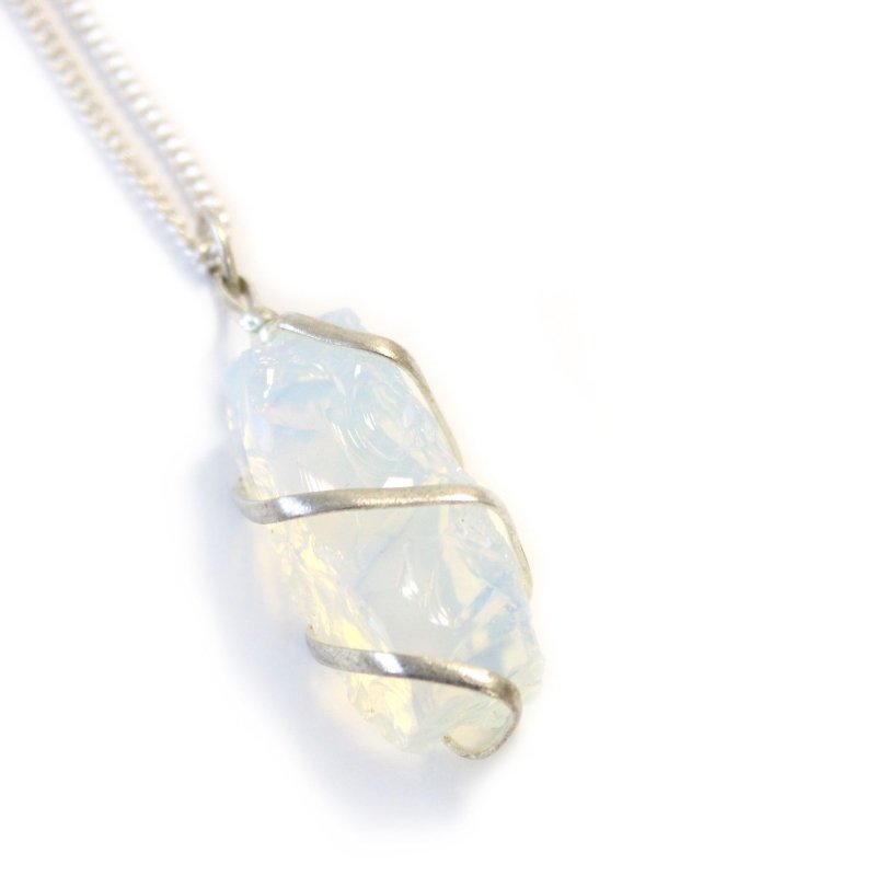 Cascade Wrapped Gemstone Necklace - Rough Opalite - Indian Gemstone Necklaces - British D'sire