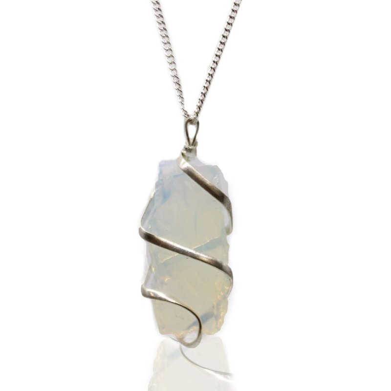 Cascade Wrapped Gemstone Necklace - Rough Opalite - Indian Gemstone Necklaces - British D'sire Main image