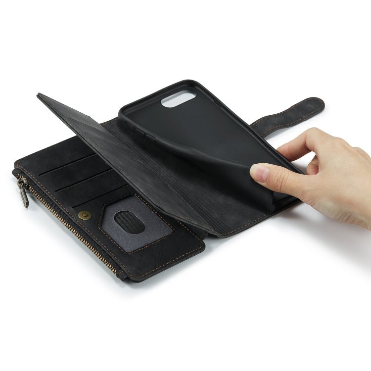 CaseMe - C30 PU + TPU Multifunctional Horizontal Flip Leather Case with Holder & Card Slot & Wallet & Zipper Pocket For iPhone 8 Plus & 7 Plus & 6 Plus(Black) - British D'sire
