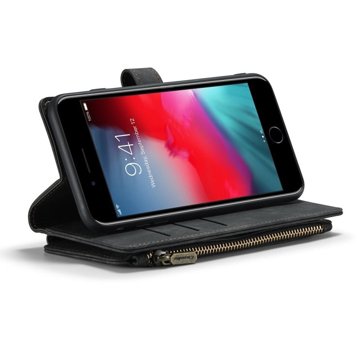 CaseMe - C30 PU + TPU Multifunctional Horizontal Flip Leather Case with Holder & Card Slot & Wallet & Zipper Pocket For iPhone 8 Plus & 7 Plus & 6 Plus(Black) - British D'sire