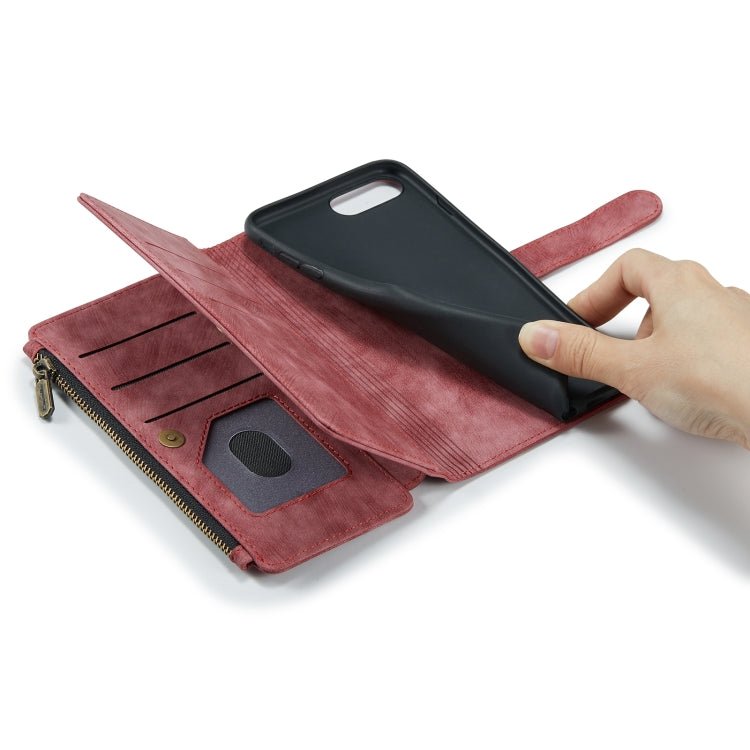 CaseMe - C30 PU + TPU Multifunctional Horizontal Flip Leather Case with Holder & Card Slot & Wallet & Zipper Pocket For iPhone 8 Plus & 7 Plus & 6 Plus(Red) - British D'sire