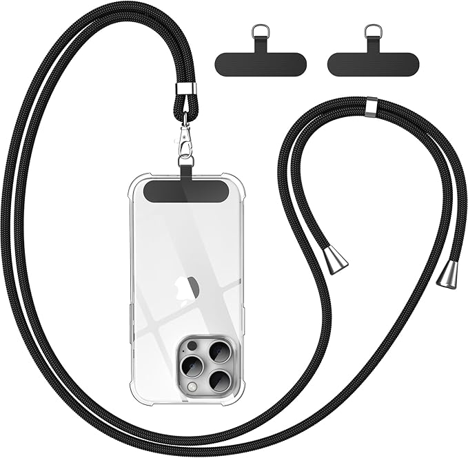 caslord Phone Lanyard, 1.6m Adjustable Universal Phone Strap Crossbody with 2 Durable Patches, Phone Neck Strap Compatible with Most Smartphones and Cases - Lanyards & Wrist Straps - British D'sire