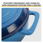 Cast iron 6QT cooking pot - Gradient blue - Includes two silicone gloves - Enamel pot - British D'sire