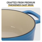 Cast iron 6QT cooking pot - Gradient blue - Includes two silicone gloves - Enamel pot - British D'sire