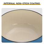 Cast iron 6QT cooking pot - Gradient blue - Includes two silicone gloves - Enamel pot - British D'sire