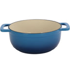 Cast iron 6QT cooking pot - Gradient blue - Includes two silicone gloves - Enamel pot - British D'sire