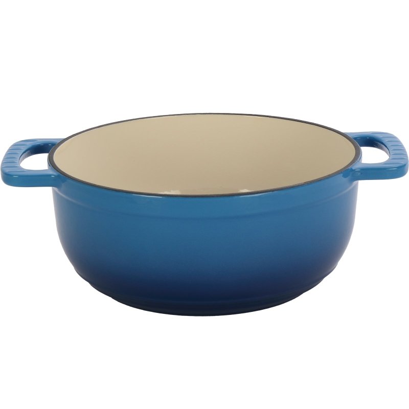 Cast iron 6QT cooking pot - Gradient blue - Includes two silicone gloves - Enamel pot - British D'sire
