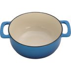 Cast iron 6QT cooking pot - Gradient blue - Includes two silicone gloves - Enamel pot - British D'sire