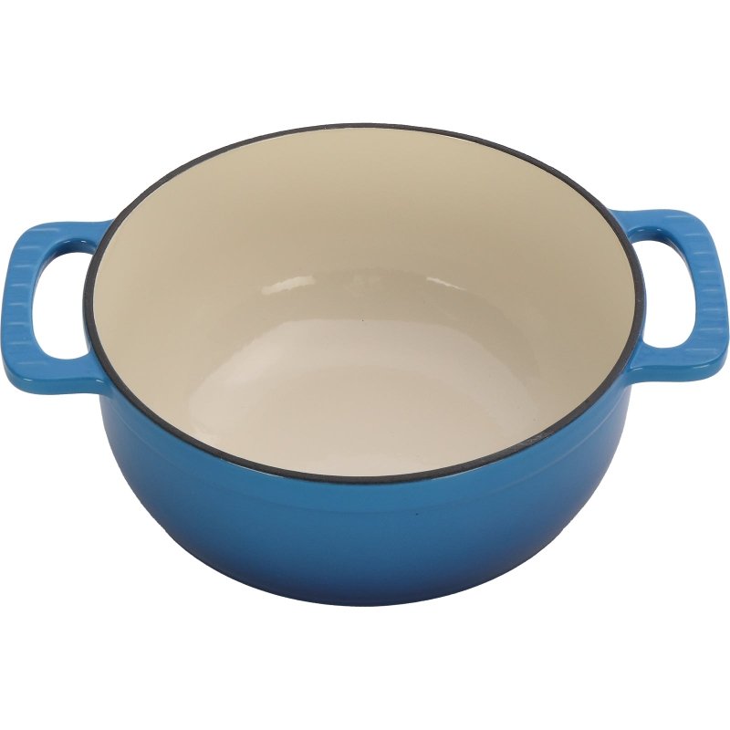 Cast iron 6QT cooking pot - Gradient blue - Includes two silicone gloves - Enamel pot - British D'sire
