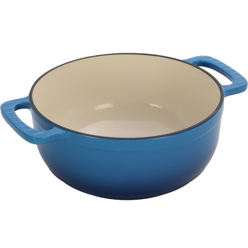 Cast iron 6QT cooking pot - Gradient blue - Includes two silicone gloves - Enamel pot - British D'sire