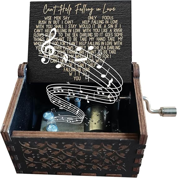 CDIYTOOL Can't Help Falling in Love Music Box, Wooden Vintage Handmade Engraved Music Box Carved Hand Crank Music Boxes Festival Presents for Friends - Home Decor - British D'sire Main image