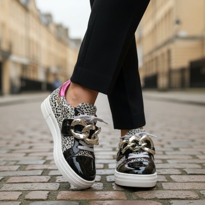 Cello - Cheetah black - fuchsia sneaker - Sneaker - British D'sire