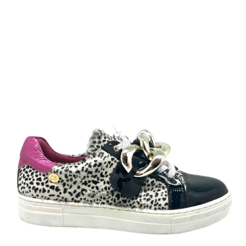Cello - Cheetah black - fuchsia sneaker - Sneaker - British D'sire Main image