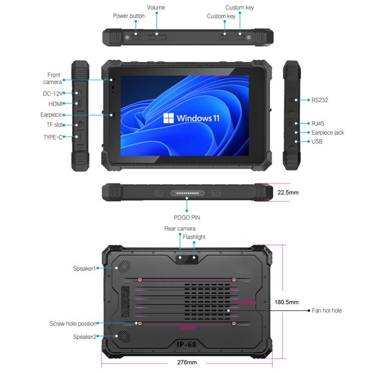 CENAVA W10Y IP68 Rugged Tablet PC, 8GB+128GB, 10.1 inch Windows 11 Intel Core i5 - 10210Y Quad Core, AU Plug - British D'sire