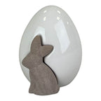 Ceramic White Egg With Rabbit H12.5cm - Figurines - British D'sire