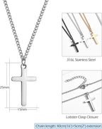 CERSLIMO Cross Necklace for Boys Girls, Stainless Steel Cross Chain Necklace with Chain - 40+5CM | Silver/Gold/Black Small Size Cross Necklaces for Child Birthday Christmas Easter Thanksgiving Day - Necklaces & Pendants - British D'sire