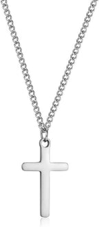 CERSLIMO Cross Necklace for Boys Girls, Stainless Steel Cross Chain Necklace with Chain - 40+5CM | Silver/Gold/Black Small Size Cross Necklaces for Child Birthday Christmas Easter Thanksgiving Day - Necklaces & Pendants - British D'sire