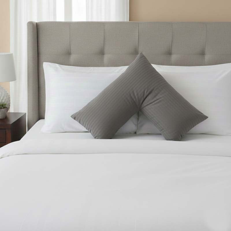 Microfibre Soft Touch V Shape Satin Stripe Pillowcase - Blush Pink
