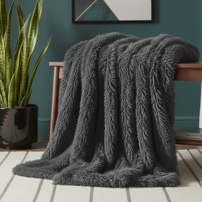 Cuddly Extra Fluffy Throw Ultra Soft Plush Blanket for Sofa Bed Home Decor - White