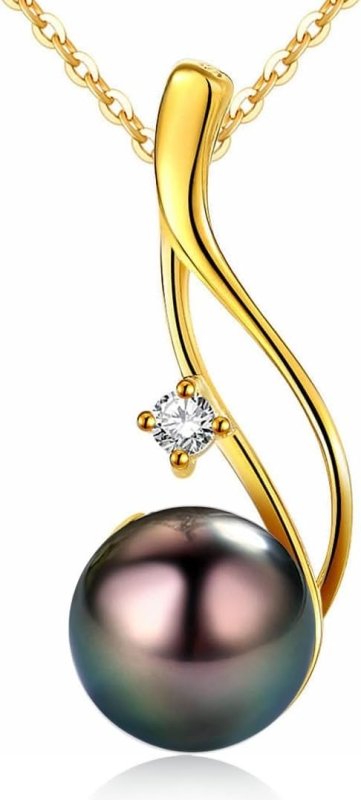 Infinity – Tahitian Black Pearl Pendant Necklace - 18K Gold Over Sterling Silver (Adjustable Chain) – A Good Luck Gift for the Special Woman in your life.