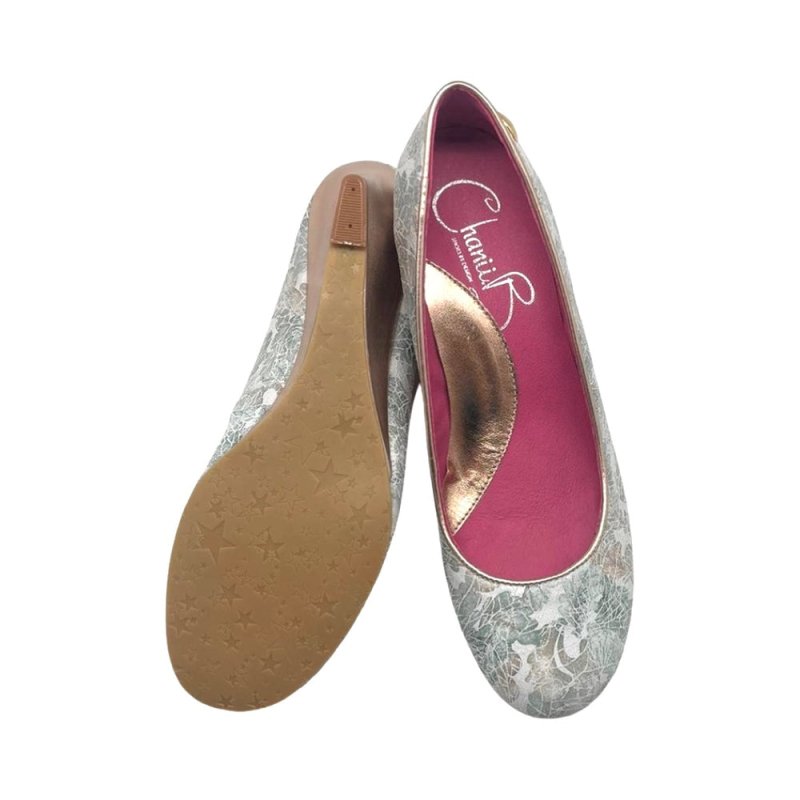 Chavalier - light blue multi print wedge - Flats - British D'sire