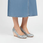 Chavalier - light blue multi print wedge - Flats - British D'sire