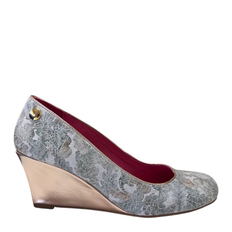 Chavalier - light blue multi print wedge - Flats - British D'sire Main image