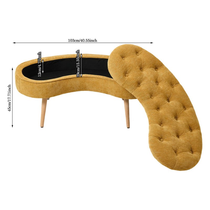 Chenille Upholstered Button Tufted Storage Ottoman Bench - Bench - British D'sire