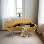 Chenille Upholstered Button Tufted Storage Ottoman Bench - Bench - British D'sire