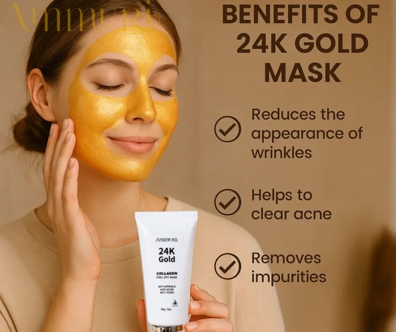 Cherish Gold Collagen Peel Off Face Mask - 60g / 2 Oz | Anti - Aging, Acne Treatment - Peel off Mask 24K Gold - British D'sire