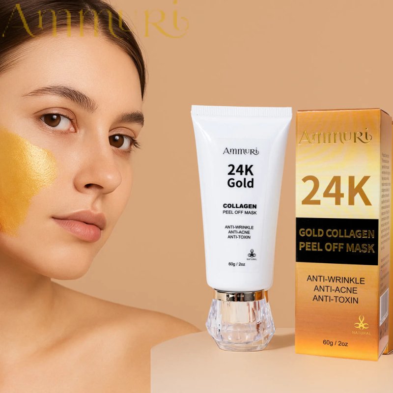 Cherish Gold Collagen Peel Off Face Mask - 60g / 2 Oz | Anti - Aging, Acne Treatment - Peel off Mask 24K Gold - British D'sire