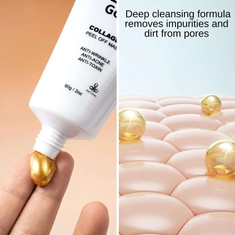 Cherish Gold Collagen Peel Off Face Mask - 60g / 2 Oz | Anti - Aging, Acne Treatment - Peel off Mask 24K Gold - British D'sire