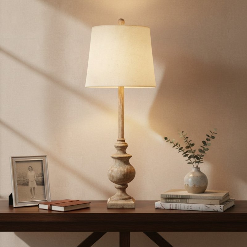 Chiaro Candlestick Table Lamp With Linen Shade - Lamps - British D'sire