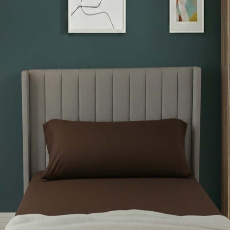 Bolster Support Pillow Pillowcase Plain Dyed Pillow Linen Easy Care - Super King 6FT - Chocolate Main image