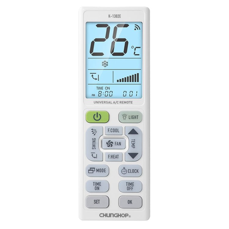 CHUNGHOP K - 1302E Night Light Large Screen Battery Universal Air Conditioner Remote Control - British D'sire