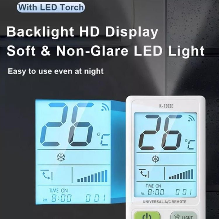 CHUNGHOP K - 1302E Night Light Large Screen Battery Universal Air Conditioner Remote Control - British D'sire