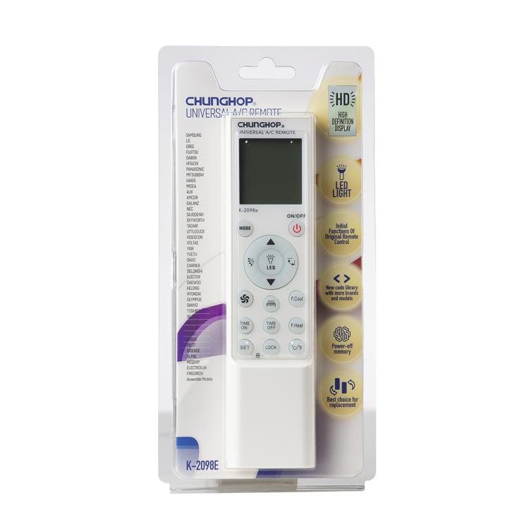 CHUNGHOP K - 2098E Universal Air Conditioner Remote Control with Flashlight and LCD Backlight - British D'sire