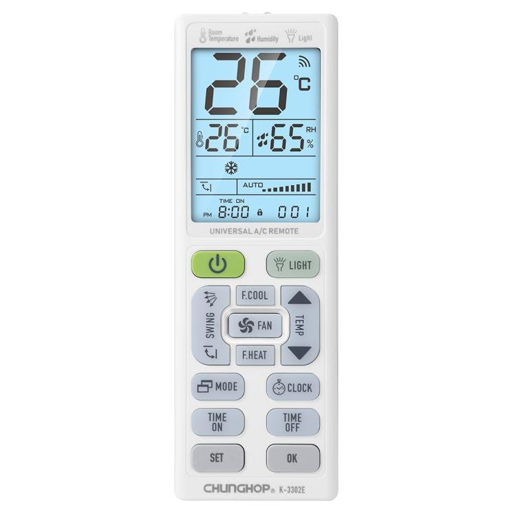 CHUNGHOP K - 3302E Universal Air Conditioner Remote Control with Torch and LCD backlight - British D'sire Main image