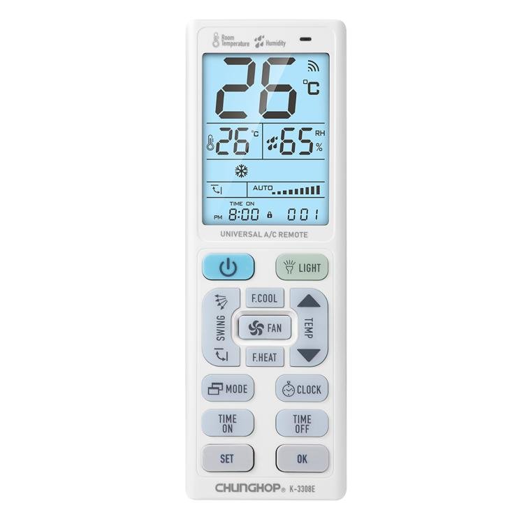 CHUNGHOP K - 3308E Universal Air Conditioner Remote Control with Flashlight and LCD Backlight - British D'sire Main image