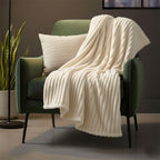 Chunky Ribbed Mink Throw Ultra Soft Warm Elegant Blanket for Sofa Or Bed - 150 x 200cm - Black - British D'sire