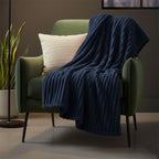 Chunky Ribbed Mink Throw Ultra Soft Warm Elegant Blanket for Sofa Or Bed - 200 x 240cm - Beige - British D'sire