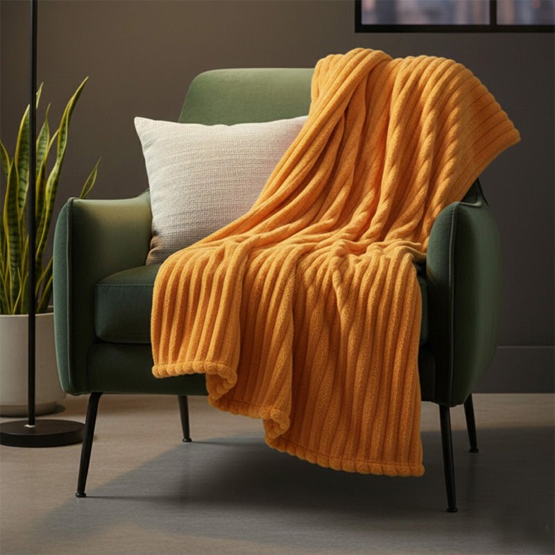 Chunky Ribbed Mink Throw Ultra Soft Warm Elegant Blanket for Sofa Or Bed - 200 x 240cm - Duck Egg - British D'sire