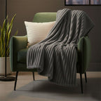 Chunky Ribbed Mink Throw Ultra Soft Warm Elegant Blanket for Sofa Or Bed - 200 x 240cm - Emerald - British D'sire