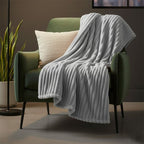 Chunky Ribbed Mink Throw Ultra Soft Warm Elegant Blanket for Sofa Or Bed - 200 x 240cm - Navy Blue - British D'sire