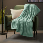 Chunky Ribbed Mink Throw Ultra Soft Warm Elegant Blanket for Sofa Or Bed - 200 x 240cm - Ochre - British D'sire