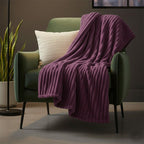 Chunky Ribbed Mink Throw Ultra Soft Warm Elegant Blanket for Sofa Or Bed - 200 x 240cm - Ochre - British D'sire
