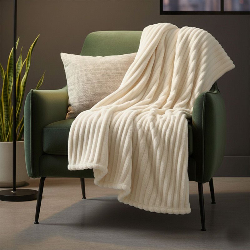 Chunky Ribbed Mink Throw Ultra Soft Warm Elegant Blanket for Sofa Or Bed - 200 x 240cm - Ochre - British D'sire