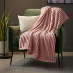 Chunky Ribbed Mink Throw Ultra Soft Warm Elegant Blanket for Sofa Or Bed - 200 x 240cm - Orange - British D'sire