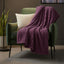 Chunky Ribbed Mink Throw Ultra Soft Warm Elegant Blanket for Sofa Or Bed - 200 x 240cm - Plum - British D'sire